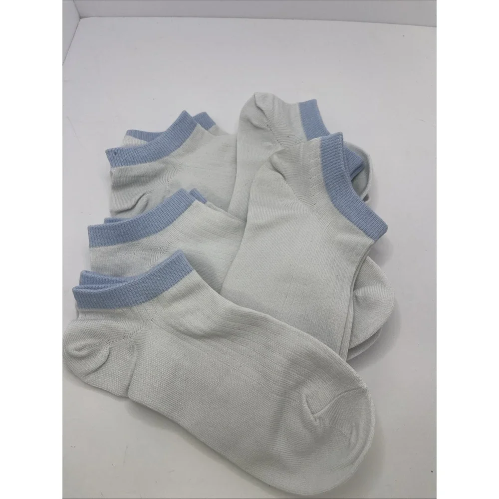 5‎ Pairs Unisex Low Cut Comfortable Everyday Sport Socks  White And Blue